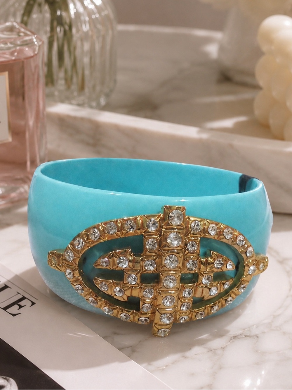 Turquoise Crystal-Accent Bangle Bracelet Cara New York vintage gift